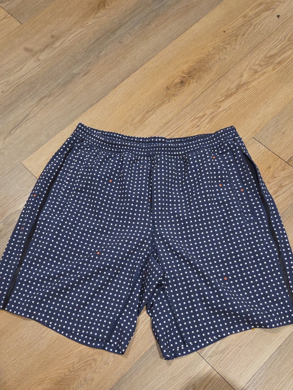 lululemon athletica Men's Navy Blue Polka Dot Athletic Shorts